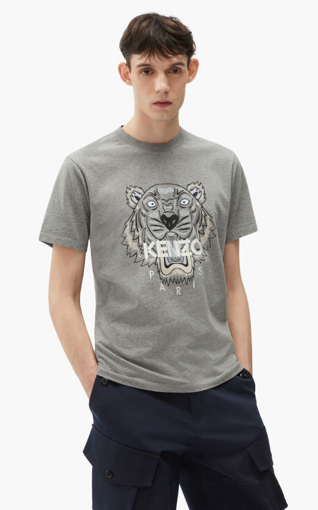 T Shirt Kenzo Homme Tiger Grise ZRJVW-4197